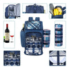 Picnic Set Backpack with Insulated Cooler for 4 Person Blue