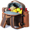 4 Person Picnic Backpack Bag with Wine Pouch, Blanket & Cutlery Set Coffee