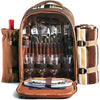 4 Person Picnic Backpack Bag with Wine Pouch, Blanket & Cutlery Set Coffee